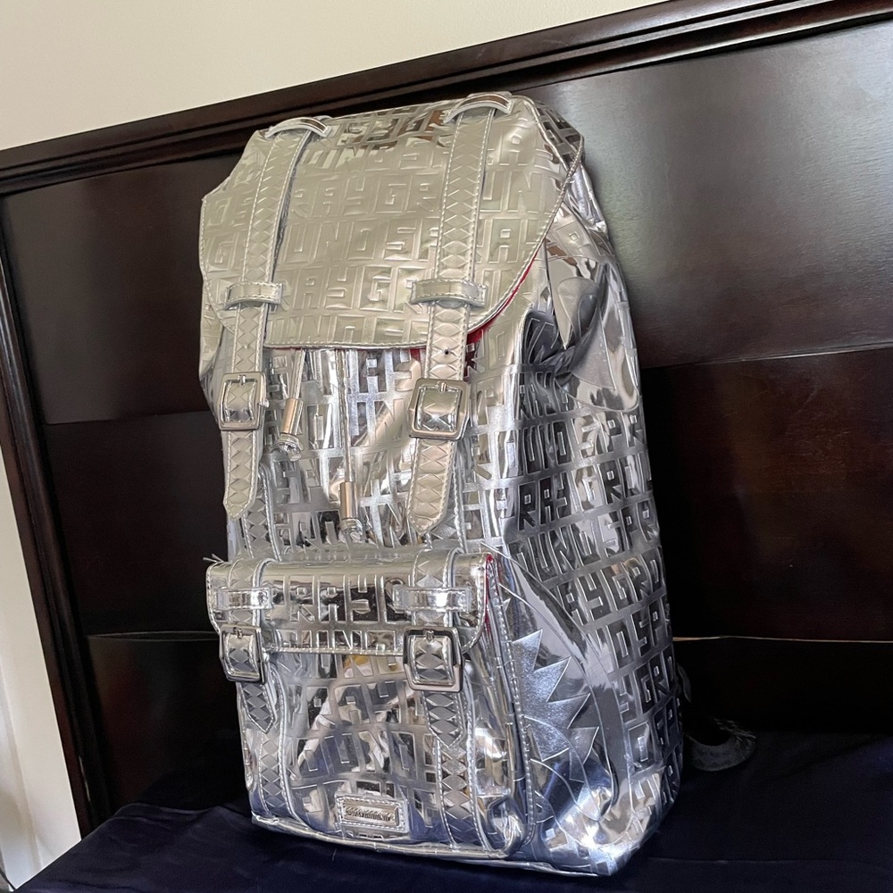 Sprayground Metallic Silver Backpack
